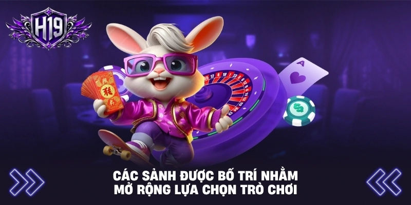 Các sảnh được bố trí nhằm mở rộng lựa chọn trò chơi
